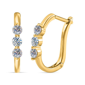 Moissanit Ohrringe, 925 Silber vergoldet, ca. 0.60 ct