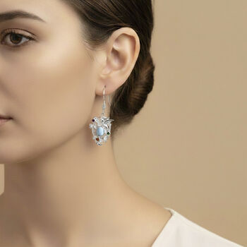 D'Joy Royal Bali Larimar, Citrin, Rhodolith Granat und Chromdiopsid Ohrringe - 9,76 ct.