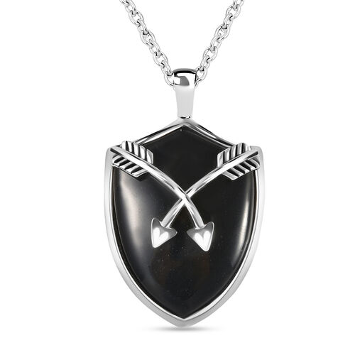 Schwarz gefärbter Achat-Anhänger mit 60 cm Kette - 26,30 ct. image number 0