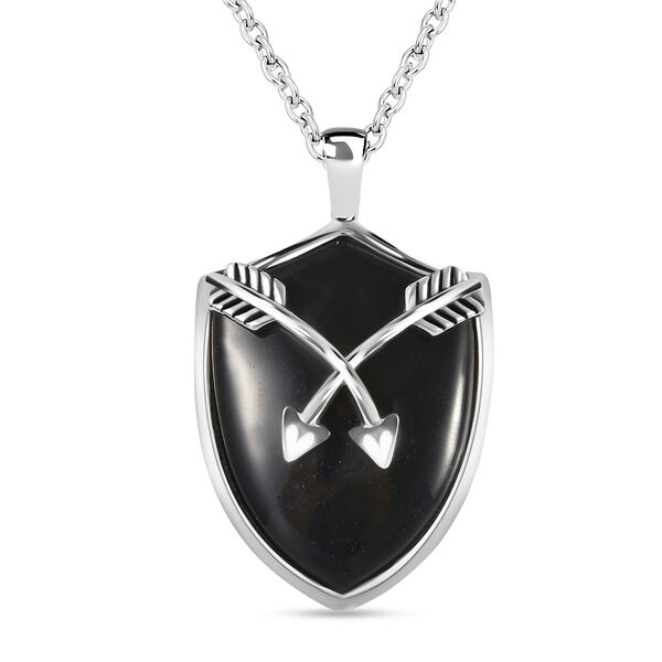 Schwarz gef&auml;rbter Achat-Anh&auml;nger mit 60 cm Kette - 26,30 ct.