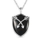 Schwarz gefärbter Achat Anhänger mit Kette, 60 cm, Edelstahl ca. 26,30 ct