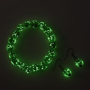 2er Set - Murano-Glasperlen Design, flexibles Armband und Ohrringe, Reiner Edelstahl, Rot