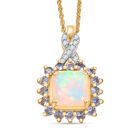 Opal Radiance - D joy Natürlicher, äthiopischer Welo Opal, Tansanit Starlit Anhänger mit Kette, 925 Silber 750 Gelbgold Vermeil ca. 1.63 ct