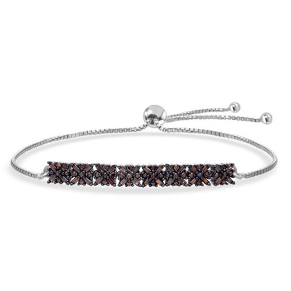 D'Joy Roter Diamant Armband ca. 26.75 cm 925 Silber rhodiniert ca. 0.50 ct