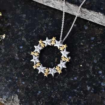 LUXURIANT DIAMOND - Lab Grown Diamant SI-GH Schmuckset ca. 50 cm 925 Silber Rhodiniert, 925 Silber Rhodiniert und 750 Gelbgold Vermeil ca. 0.06 ct