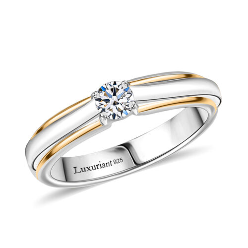 Lab Grown Diamant SI Ring 925 Silber Rhodiniert und 750 Gelbgold Vermeil (Größe 18.00) ca. 0,50 ct image number 3
