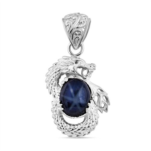 AA Blauer Stern Saphir Anhänger 925 Silber ca. 6,34 ct. image number 0