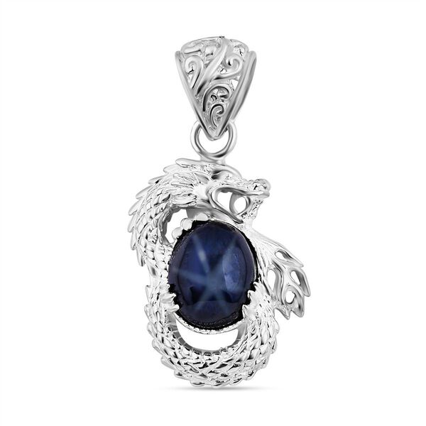 AA Blauer Stern Saphir Anhänger 925 Silber ca. 6,34 ct. image number 0