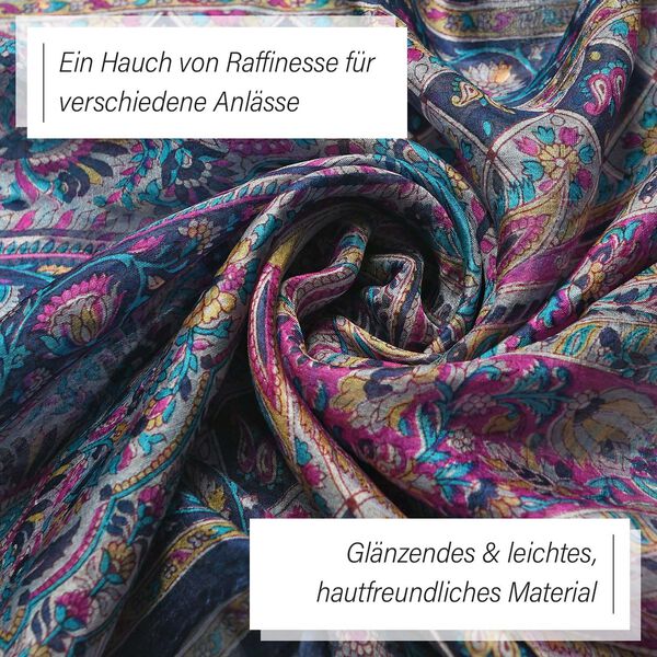 Geschmeidiger Luxuri&ouml;ser 100% Seidenschal, dunkelblau image number 4