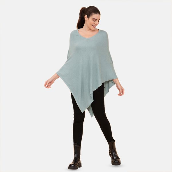 LA MAREY Superweicher Pashmina Poncho, Einheitsgröße Graugrün  image number 3