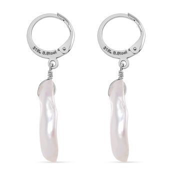 Wei&szlig;e Keshi Perle Ohrringe Reiner Edelstahl Standard