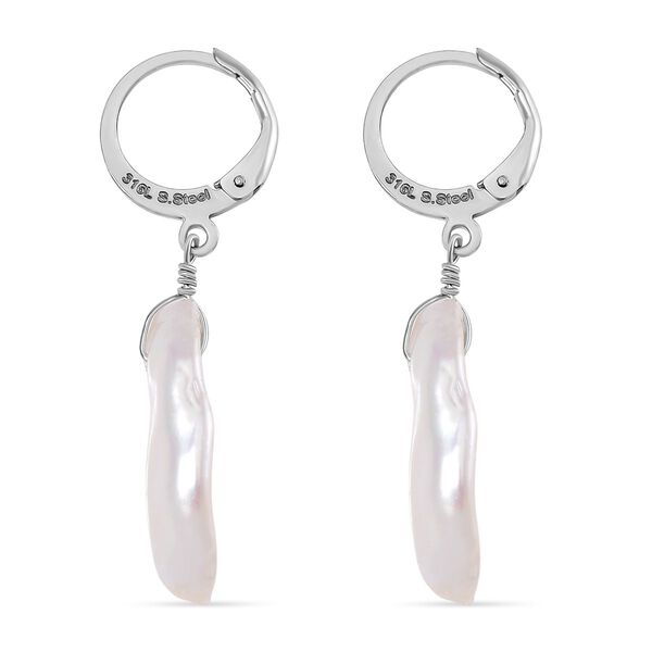 Wei&szlig;e Keshi Perle Ohrringe Reiner Edelstahl Standard image number 4