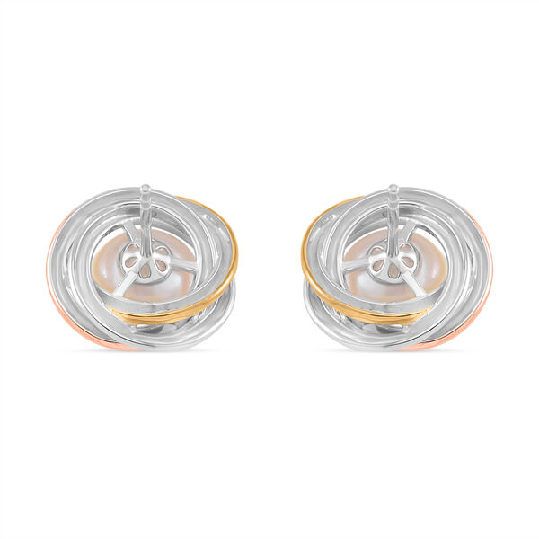 Weiße Edison Perle dreifarbige Ohrringe image number 5