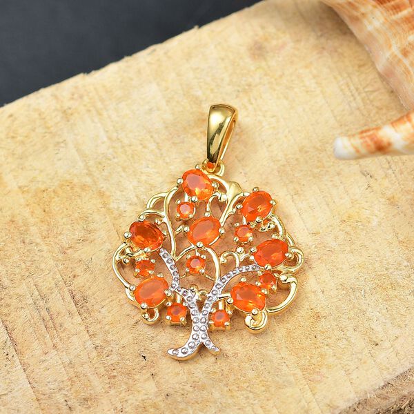 AAA Blaze-Feueropal Anhänger 925 Silber 750 Gelbgold Vermeil ca. 0.99 ct image number 2