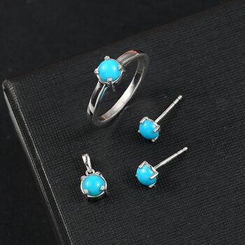 3er Set - D joy Sleeping Beauty T&uuml;rkis Ohrringe, Ring und Anh&auml;nger, Gr&ouml;&szlig;e (20.00), 925 Silber rhodiniert, ca. 1.76 ct