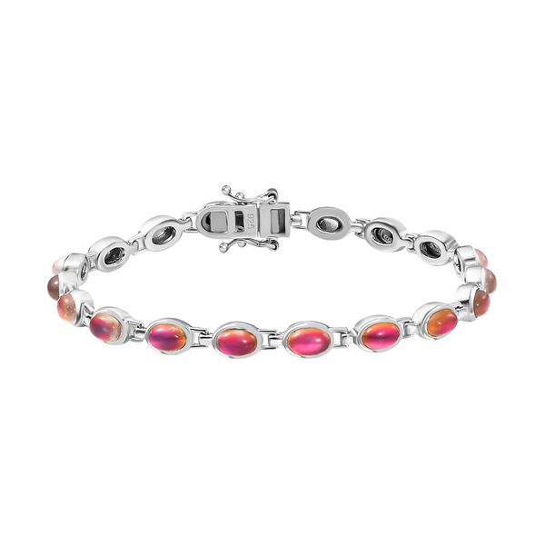 Flamingo Mondstein Armband ca. 19 cm 925 Silber rhodiniert ca. 10,03 ct.