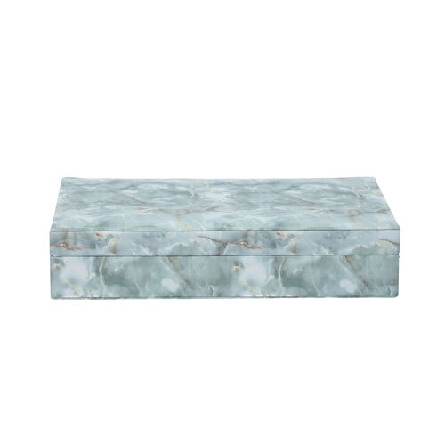 PU Ringkästchen mit 8 Kettenhaken und Taschen, Marmormuster, Größe: 29x18,5x5,5 cm, Blau image number 1