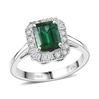 LUXORO AAA Pirineu Lagoon Tourmaline, Wei&szlig;er Diamant Ring 417 Gold (Gr&ouml;&szlig;e 16.50) ca. 2,14 ct
