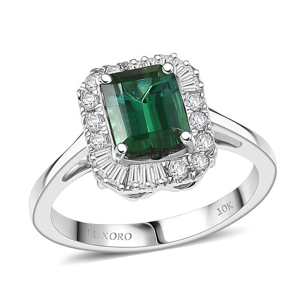 LUXORO AAA Pirineu Lagoon Tourmaline, Wei&szlig;er Diamant Ring 417 Gold (Gr&ouml;&szlig;e 16.50) ca. 2,14 ct