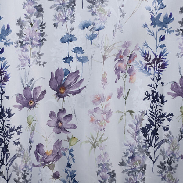 2er-Set - Verdunkelungsvorh&auml;nge mit 8 Metallringen, Blumenmuster, Wei&szlig; und Lila&nbsp; image number 2