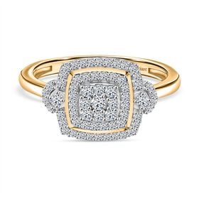 Lab Grown Diamant SI-GH Ring 925 Silber 750 Gelbgold Vermeil (Größe 17.00) ca. 0,50 ct