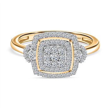 LUXURIANT DIAMOND - Lab Grown Diamant SI-GH SGL zertifiziert Ring 925 Silber 750 Gelbgold Vermeil (Gr&ouml;&szlig;e 17.00) ca. 0,50 ct