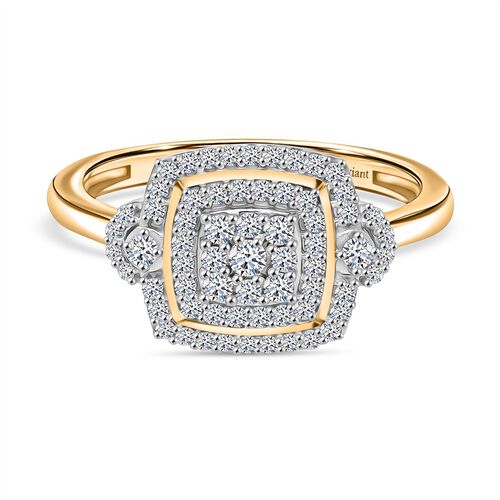 Lab Grown Diamant SI-GH Ring 925 Silber 750 Gelbgold Vermeil (Größe 17.00) ca. 0,50 ct image number 0