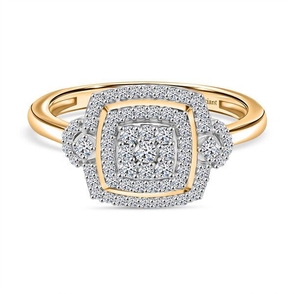 LUXURIANT DIAMOND - Lab Grown Diamant SI-GH SGL zertifiziert Ring 925 Silber 750 Gelbgold Vermeil (Gr&ouml;&szlig;e 17.00) ca. 0,50 ct