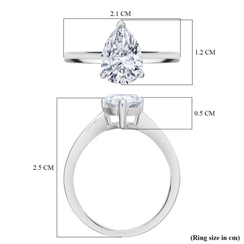 LUXURIANT DIAMOND- SGL zertifizierter VS-EF Labor Tropfenschliff Diamant Ring in 950 Platin - 2 ct. image number 6