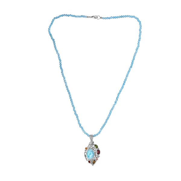 Larimar, Blautopas und mehrfarbiger Turmalin-Anh&auml;nger mit Kette - 108,70 ct. image number 5