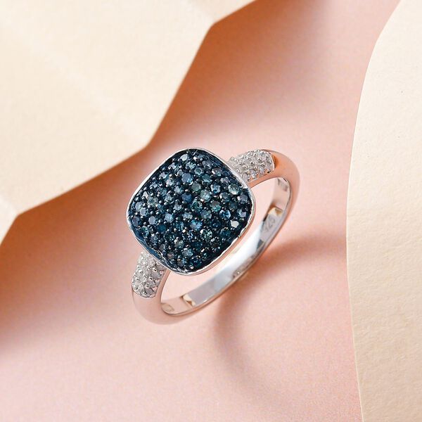 Blauer Diamant Ring, 925 Silber platiniert (Größe 20.00) ca. 0.50 ct image number 1