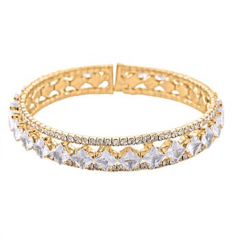 Wei&szlig;er Zirkonia Armreif, Flexibles (ca. 18-19 cm)  Nickelfreies Messing