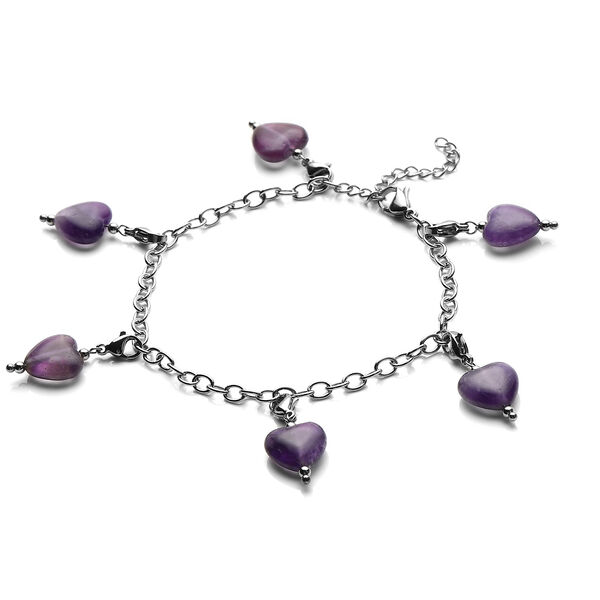 2er - Set afrikanische Amethyst-Ohrringe und Armband, ca. 19 cm, Edelstahl ca. 52.50 ct image number 3