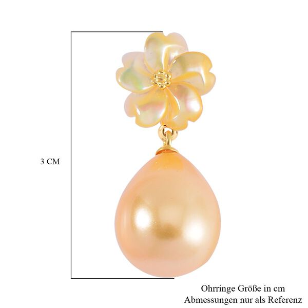 Goldene Muschelkernperlen und gelbe Perlmutt-Ohrringe image number 5