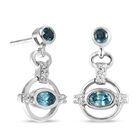 Kambodschanischer blauer und Weißer Zirkon Ohrhänger 925 Silber platiniert  image number 3