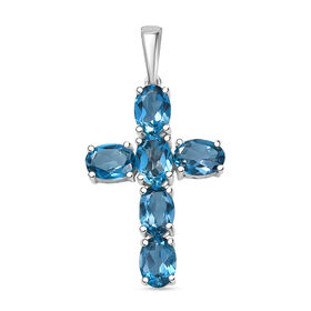 D'Joy London Blau Topas Anhänger 925 Silber rhodiniert ca. 5,65 ct.