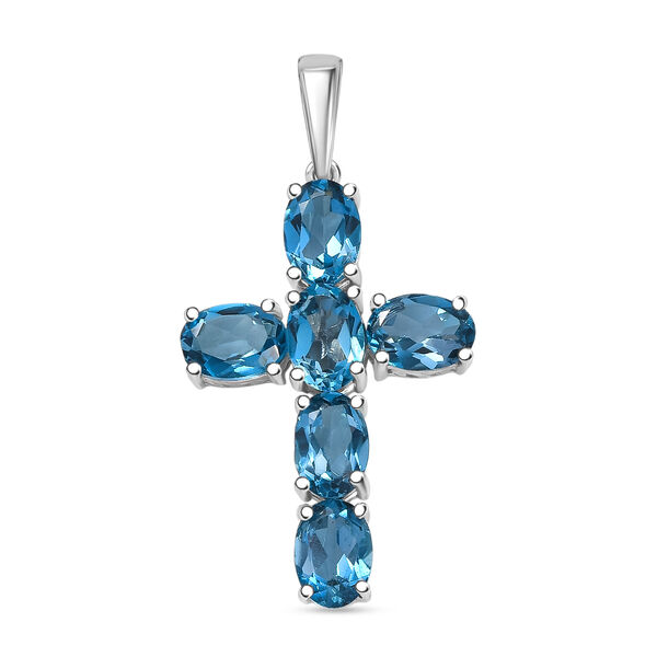 D'Joy London Blau Topas Anhänger 925 Silber rhodiniert ca. 5,65 ct. image number 0