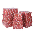 10er-Set Weihnachten Geschenkboxen, Kieferbaum Muster, Rot  image number 0