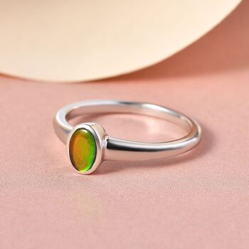 Kanadischer Ammolit-Ring, 925 Silber platiniert, ca. 0,49 ct