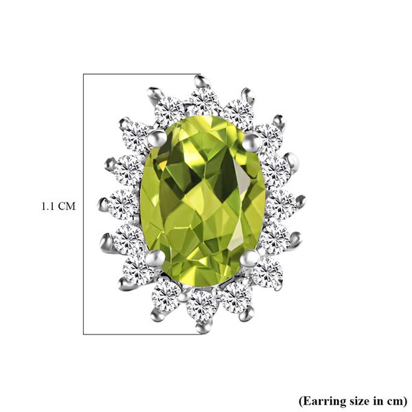AA Peridot, Zirkon Ohrringe 925 Silber Platiniert ca. 2.02 ct image number 4