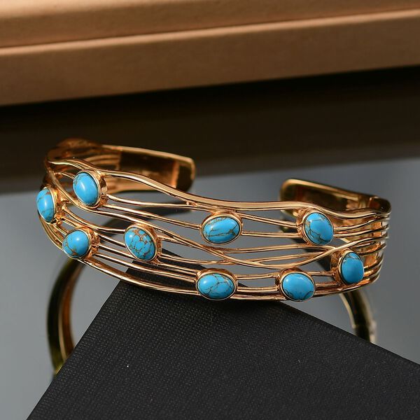 Blauer T&uuml;rkis Armreif, 19 cm - 7,74 ct. image number 1