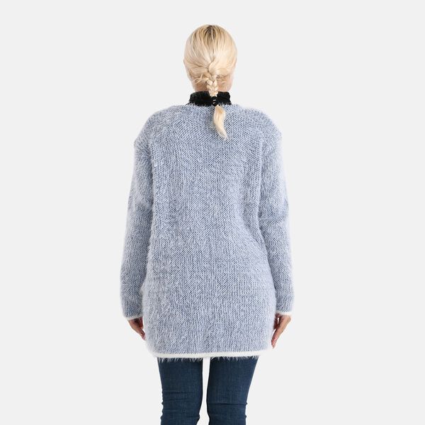 Kuschelweicher, langer Übergangs-Cardigan mit 2 Taschen, gestrickt, Himmelblau image number 1