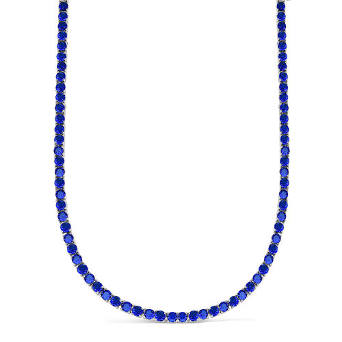 Blaue Zirkonia Halskette, ca. 45 cm, silberfarben ca. 28,25 ct image number 0