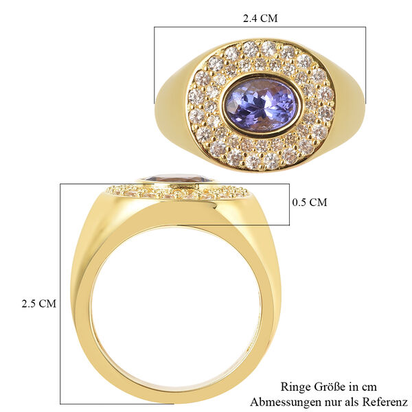 Tansanit und Zirkon-Ring, 925 Silber Gelbgold Vermeil  ca. 2,23 ct image number 8