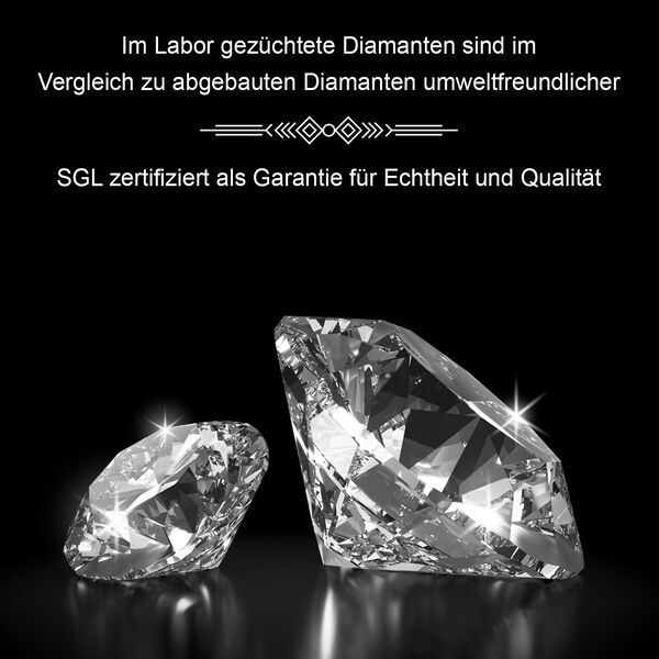 LUXURIANT SGL zertifizierter VS-EF Diamant Anh&auml;nger mit 50cm Kette, 925 Silber platiniert- 1 ct. image number 6