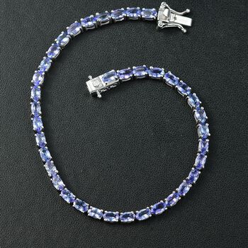 D&rsquo;joy Tansanit, Wei&szlig;er Diamant Armband ca. 20 cm 925 Silber rhodiniert ca. 8,72 ct.
