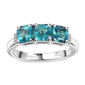 RHAPSODY - AAAA Lagunen Turmalin (ASSCHER SCHLIFF), Wei&szlig;er Diamant SGL zertifiziert Ring 950 Platin (Gr&ouml;&szlig;e 17.00) ca. 2.28 ct