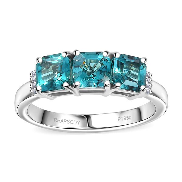 RHAPSODY - AAAA Lagunen Turmalin (ASSCHER SCHLIFF), Weißer Diamant SGL zertifiziert Ring 950 Platin (Größe 17.00) ca. 2.28 ct image number 4