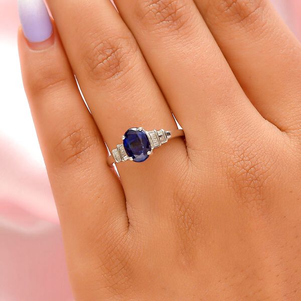 Kyanit und weißer Diamant-Ring, 925 Silber platiniert  ca. 1,87 ct image number 3