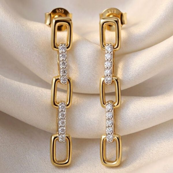 LUXURIANT DIAMOND - Lab Grown Diamant SI SGL zertifiziert Ohrringe 925 Silber 750 Gelbgold vermeil ca. 0.26 ctDIAMOND - Lab Grown Diamant SI Ohrringe 925 Silber 750 Gelbgold vermeil ca. 0.26 ct image number 2